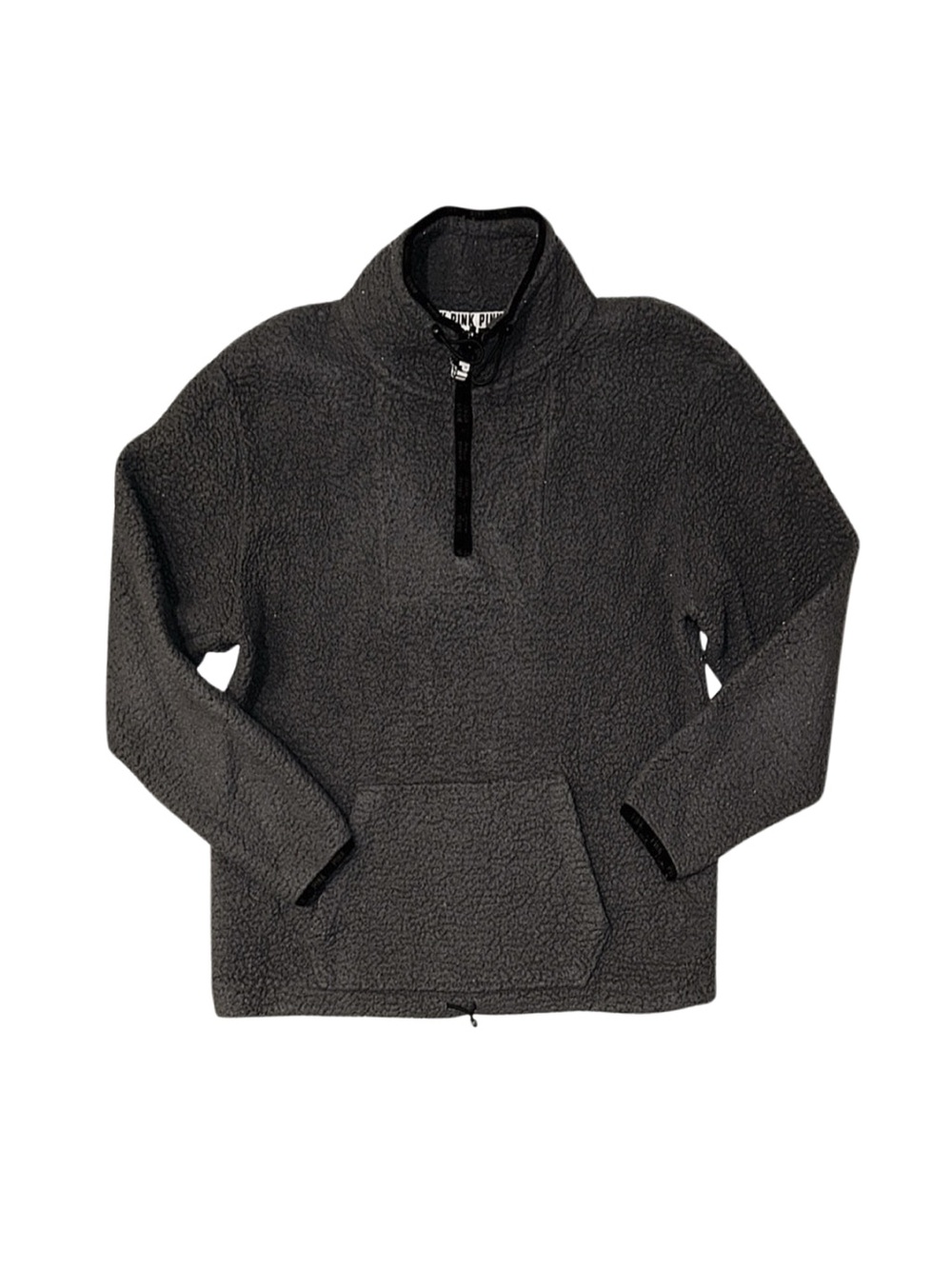 PINK Victoria's Secret Grey Quarter Zip Long Sleeve Sherpa Top Medium